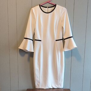 Calvin Klein Cream Dress with Black Accents
